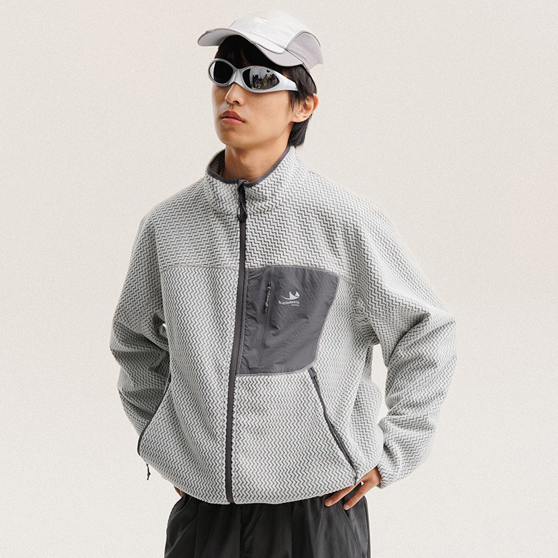 Outdoor Sport Jacket Men - Sonbahar Kış Polar Polar Dalgalı Çizgili